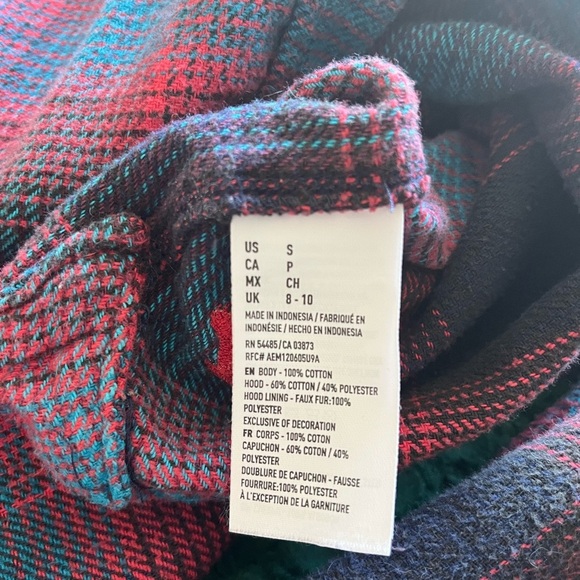 FREE American Eagle plaid flannel shirt with faux fur lined hood - 100% cotton - Picture 4 of 7